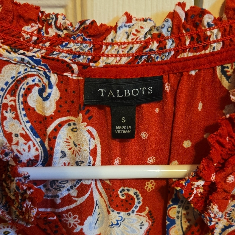 Talbots Red Ruffled Sleeveless Blouse - Picture 2 of 4